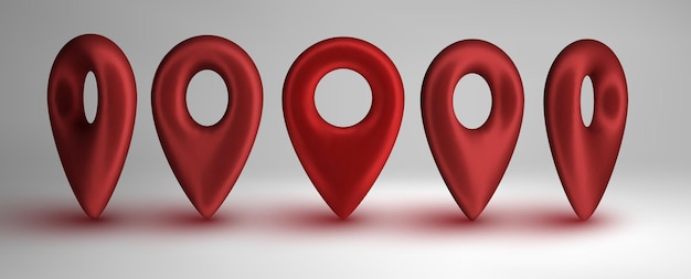 Vector red map pointers set isolated on white background location icons concept gps d pointer big set vecto...