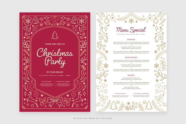 Vector red ornate christmas celebration flyer template in vector