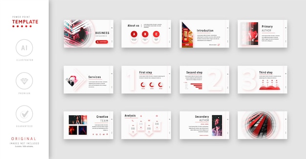 Vector red powerpoint template with modern style gradient effects