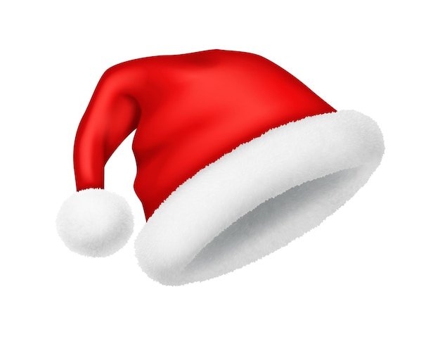 Vector red santa hat for christmas holiday realistic illustration