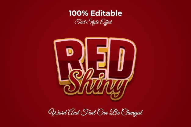 red shiny editable text effect template