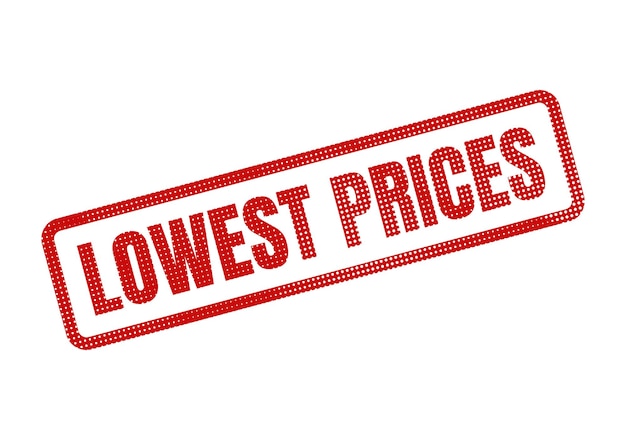 Vector a red stamp announces lowest prices with a dotted pattern