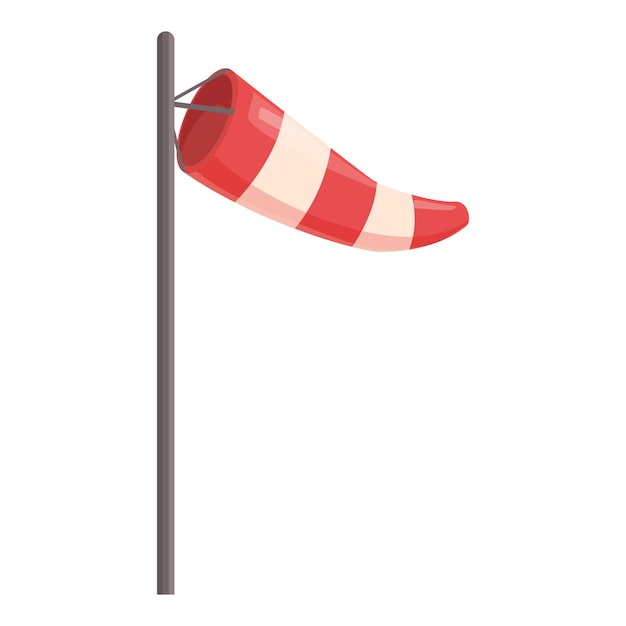 Vector red and white striped windsock inflated by the wind