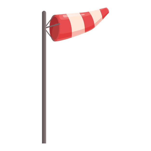 Vector red and white windsock showing wind direction and strength