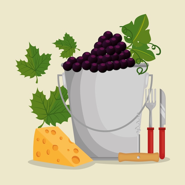 Vector red wine set icons