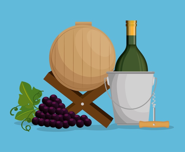 Vector red wine set icons