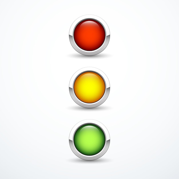 Vector red yellow green button set vector illustration