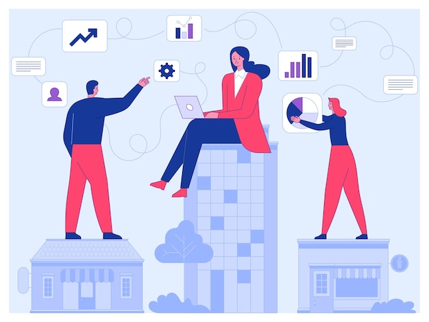 Vector remote business team outsourcing communication