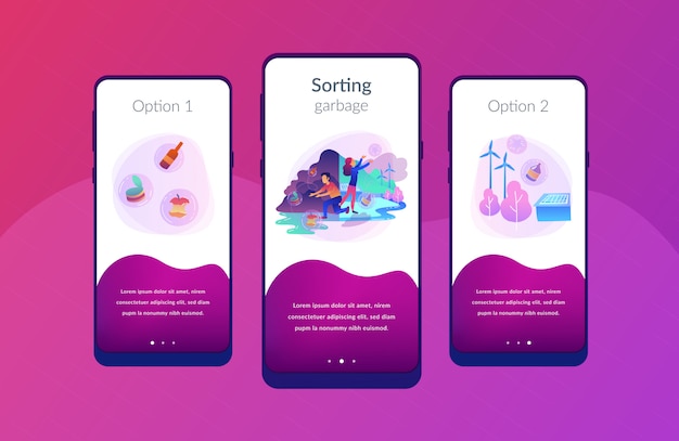 Vector renewable resource ui ux app interface template.