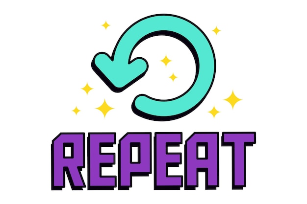 Vector repeat button functional music related sticker design