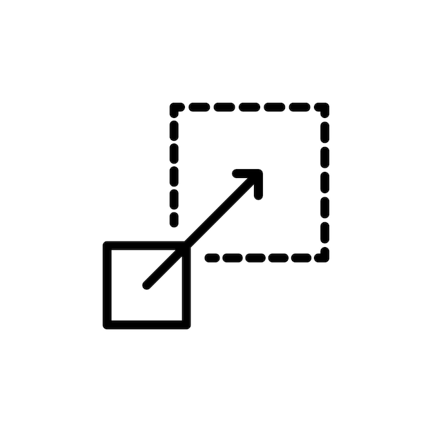 Vector resize icon set upscale streamline screen vector button scalable big size window sign maximize or extend image icon scale full screen button in black filled and outlined style