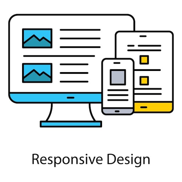Vector responsive design vector icon showing cross platform web design and mobile user experience