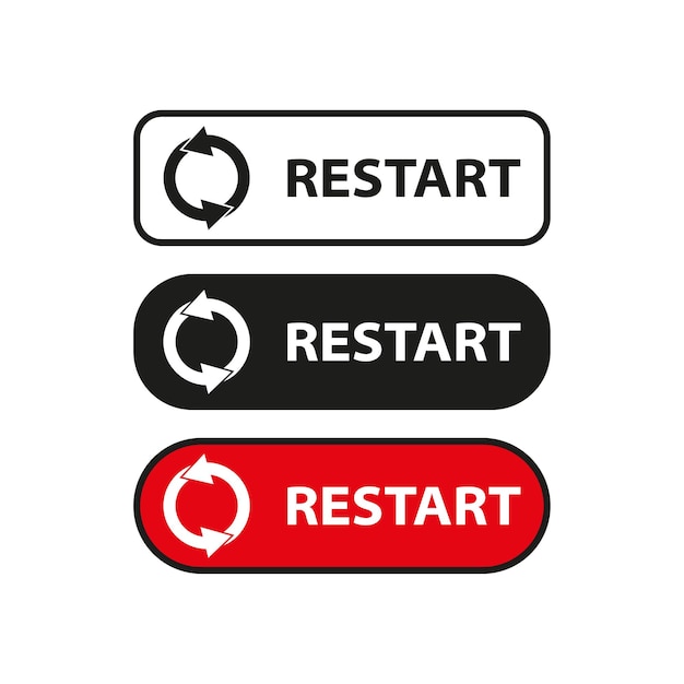 Vector restart button for restarting computer refresh and reboot button for beginning technology