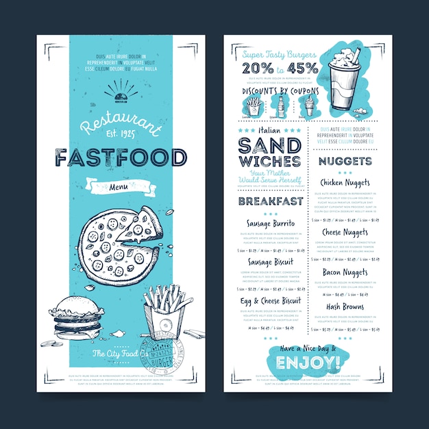 Vector restaurant cafe menu template design, vector