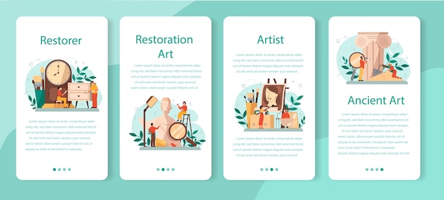 Vector restorer mobile application banner set