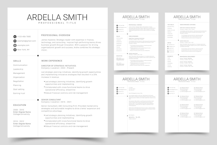 Vector resume and cover letter minimalist resume cv template