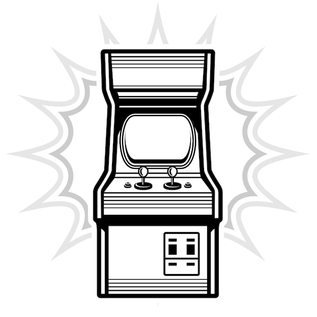 Vector retro arcade game machine 1980s gaming machine front view vector