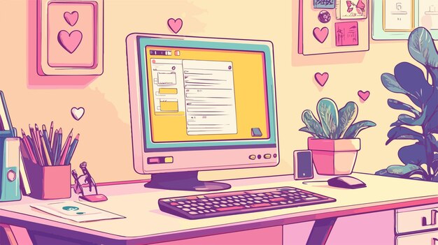 Vector retro desktop ui concept for creative projects