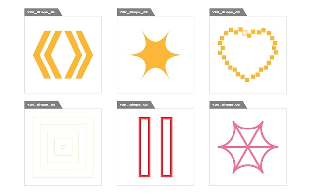 Vector retro futuristic elements for design large set of retro objects for design objects in y2k style