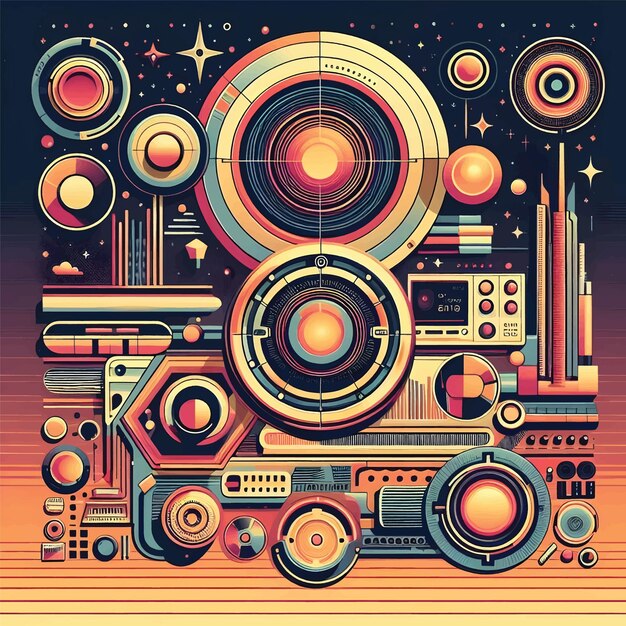 Vector retro futuristic elements vector design