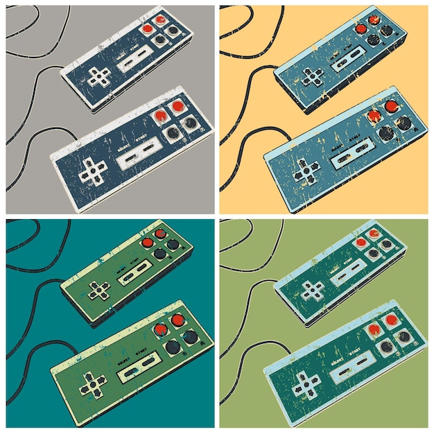 Vector retro game controllers posters