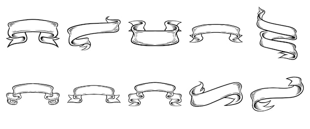 Vector ribbon black and white