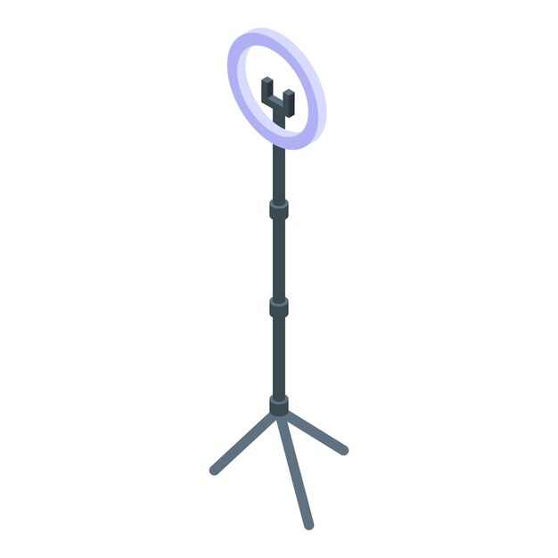 Vector ring light standing on tripod for mobile phone recording