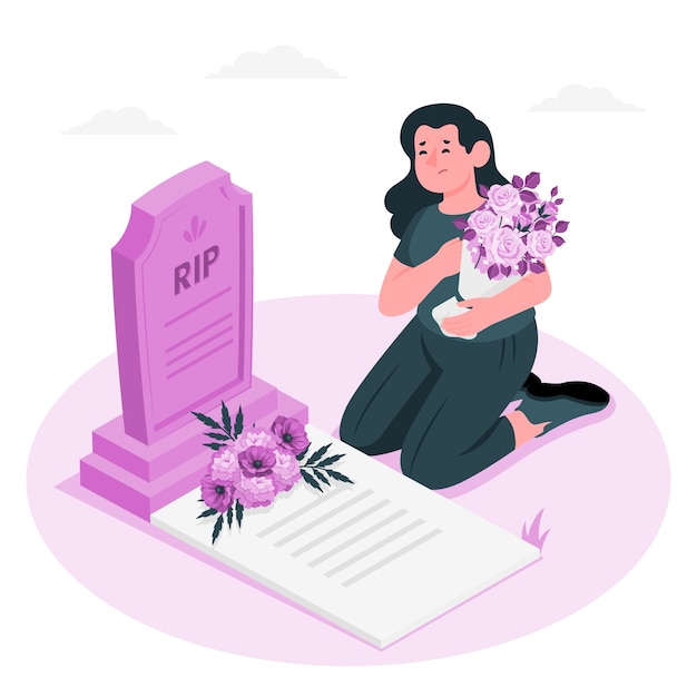 Vector rip grave concept illustration