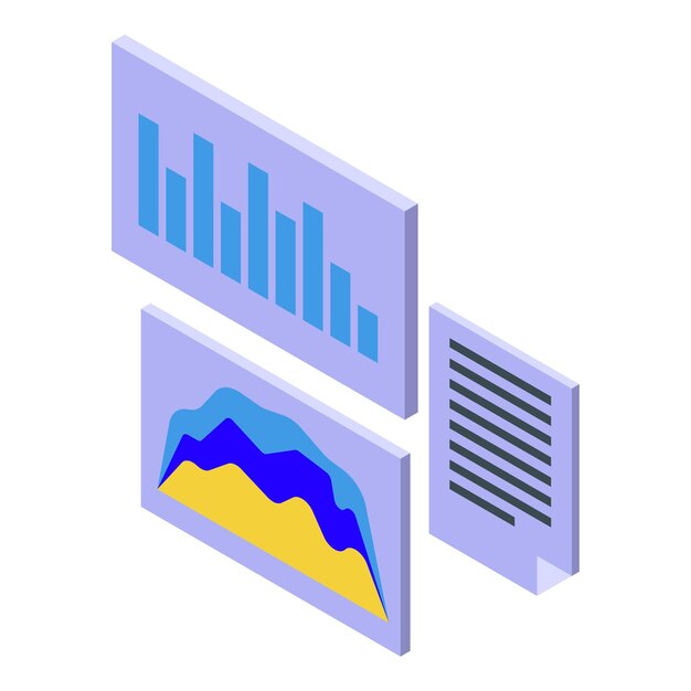 Vector risk management chart icon isometric vector business process modern finance