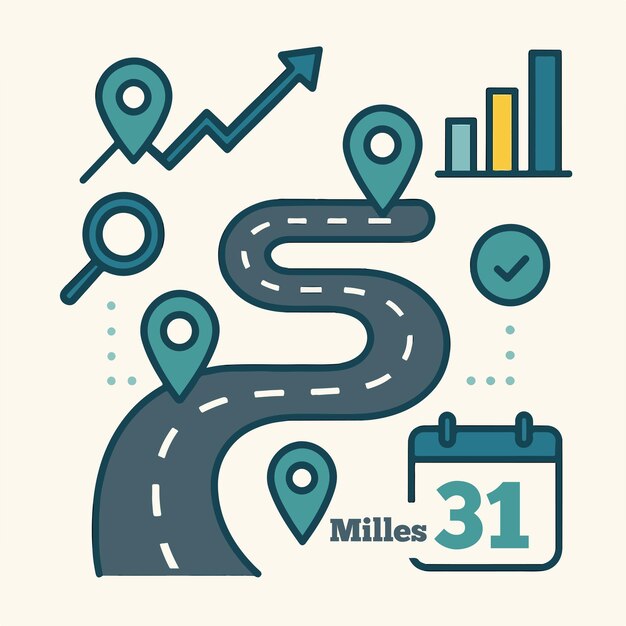 Vector roapmap with miles illustration