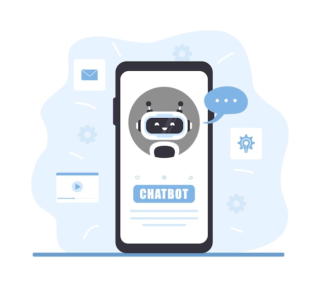 Vector robot chatbot with laptop ai voice assistant