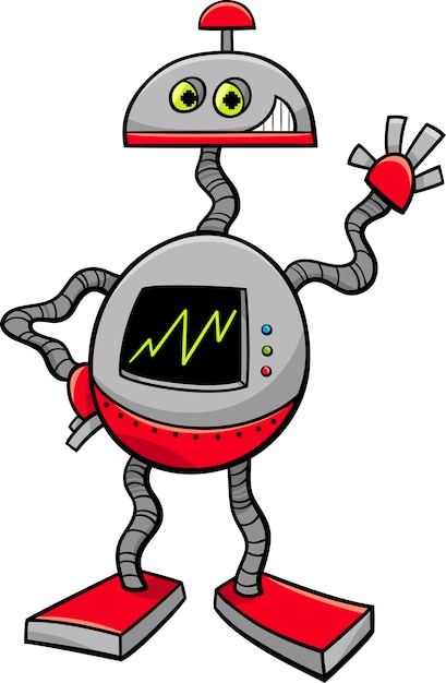 Vector robot or droid cartoon illustration