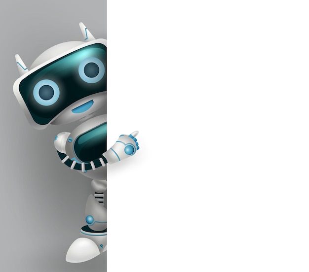 Vector robot vector 3d character background design robotic character showing empty white board element