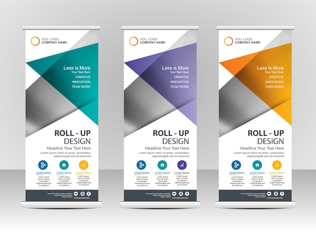 Vector roll up banner stand template design