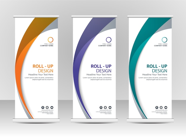 Vector roll up banner stand template design
