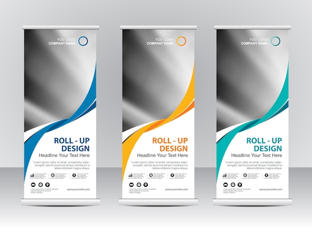 Vector roll up banner stand template design