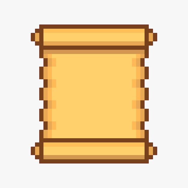 Vector rolled old paper in pixel art style