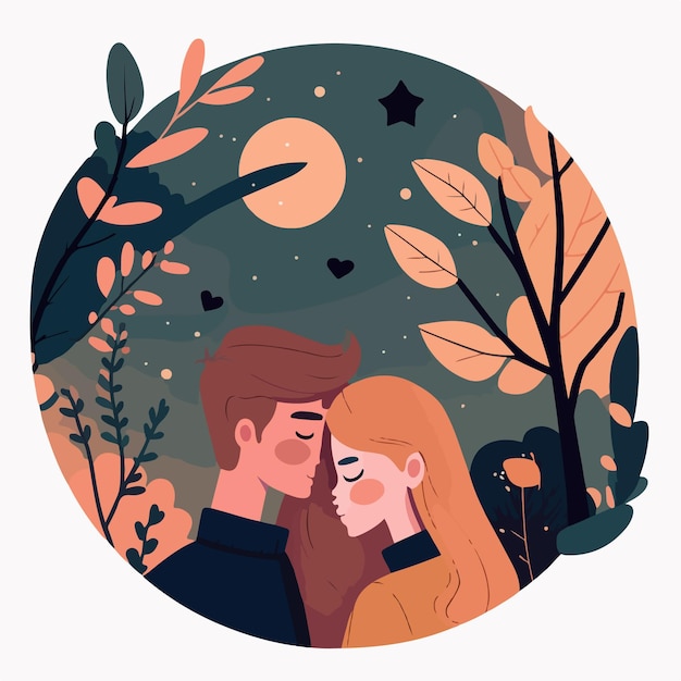 Vector romantic couple in love valentines day special flat vector illustration