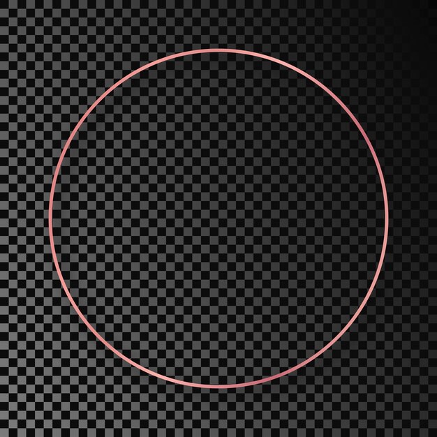Vector rose gold glowing circle frame with shadow