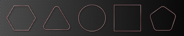 Vector rose gold glowing different geometric shape frame
