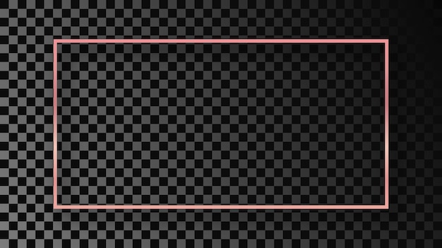 Vector rose gold glowing rectangular shape frame with shadow