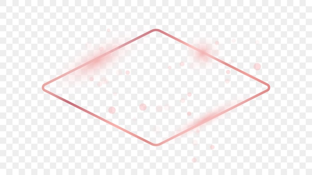 Vector rose gold glowing rounded rhombus shape frame