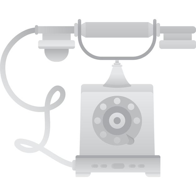 Vector rotary phone vector icon isolated on white
