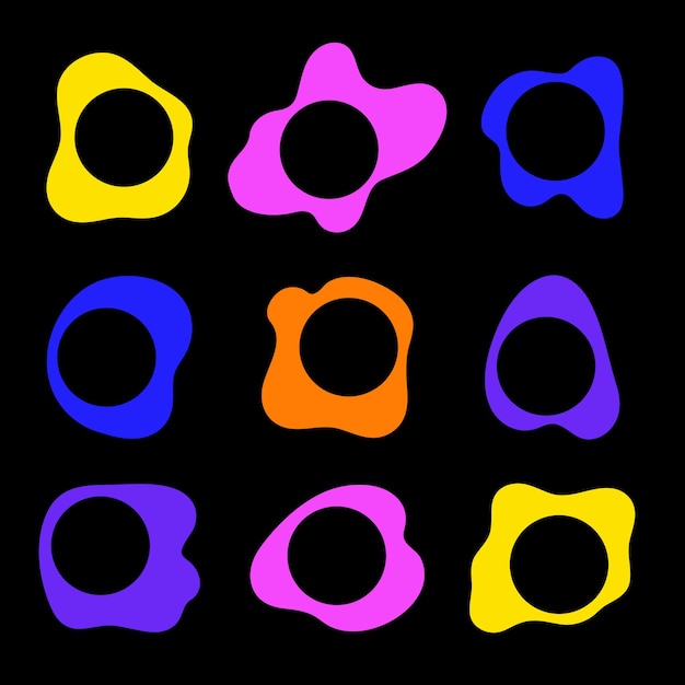 Vector round asymmetric frame border set