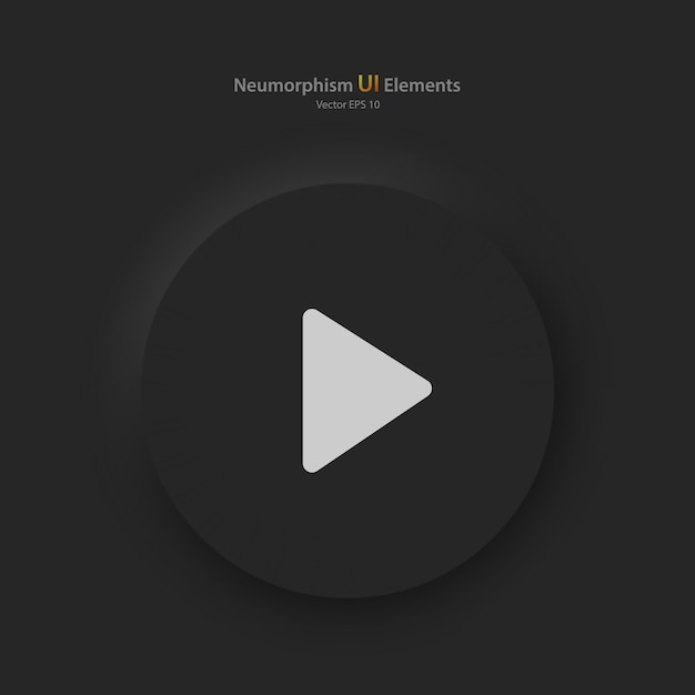Vector a round button with a playback symbol on a black background
