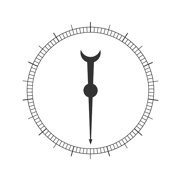 Vector round measuring scale with arrow 360 degree template of barometer compass circular ruler tool