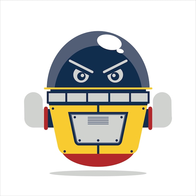Vector round robot with cute angry expression