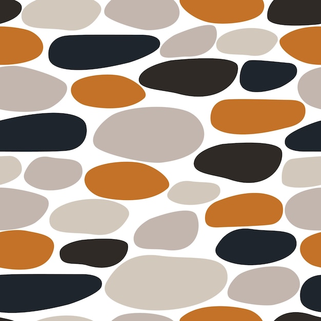 Vector round shapes seamless pattern of rocks