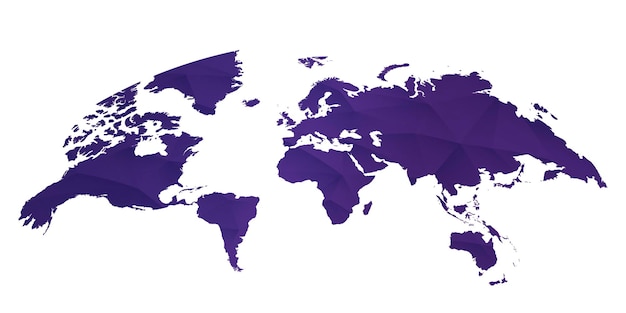 Vector rounded world map on white background in ultra violet color