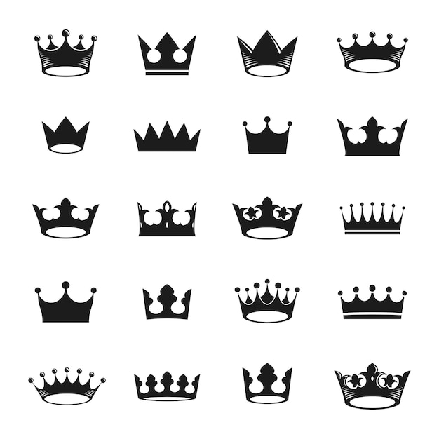 Vector royal crowns ancient emblems elements set. heraldic vector design elements collection. retro style label, heraldry logo.